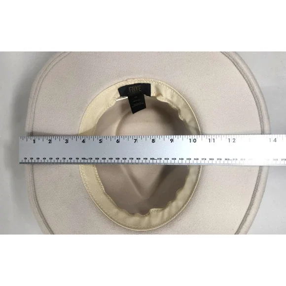 Frye Womens Sz 7 1/2 Cream Wide Brim Hat Adjustable Rim Western Rancher Cowgirl - Picture 10 of 10